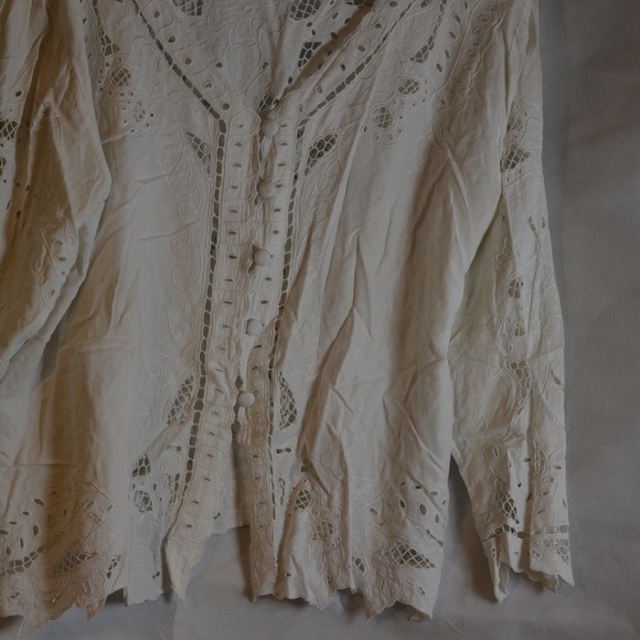 WHITE EYELET Embroidered XL White Skirt Jacket by YaYa - Picture 9 of 15